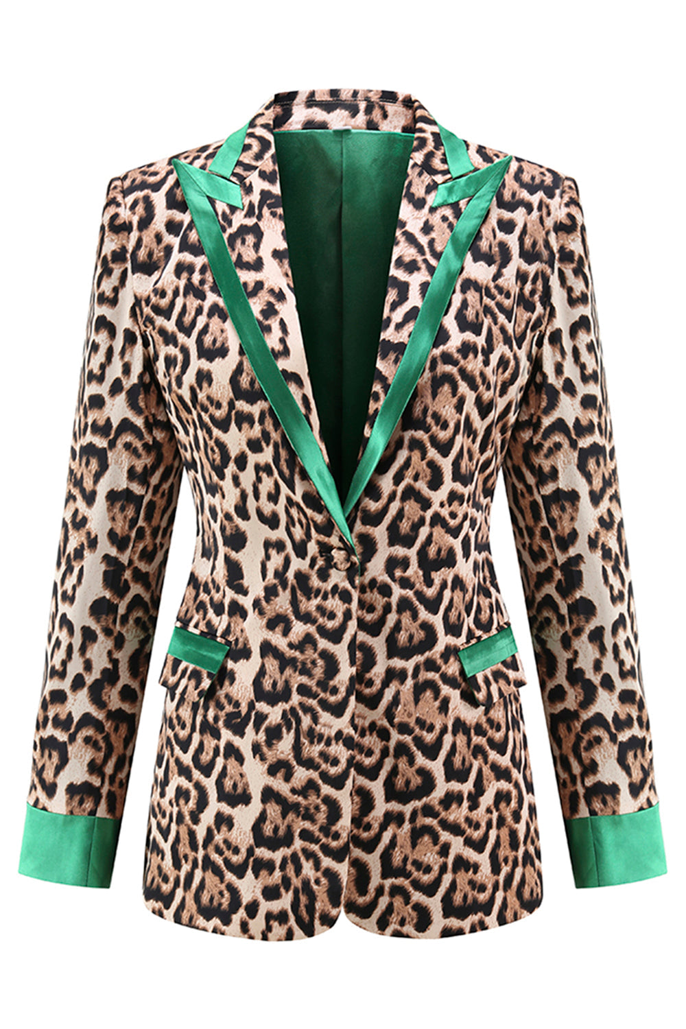 Coffee Leopard 2 Piece Peak Lapel Women Prom Suits