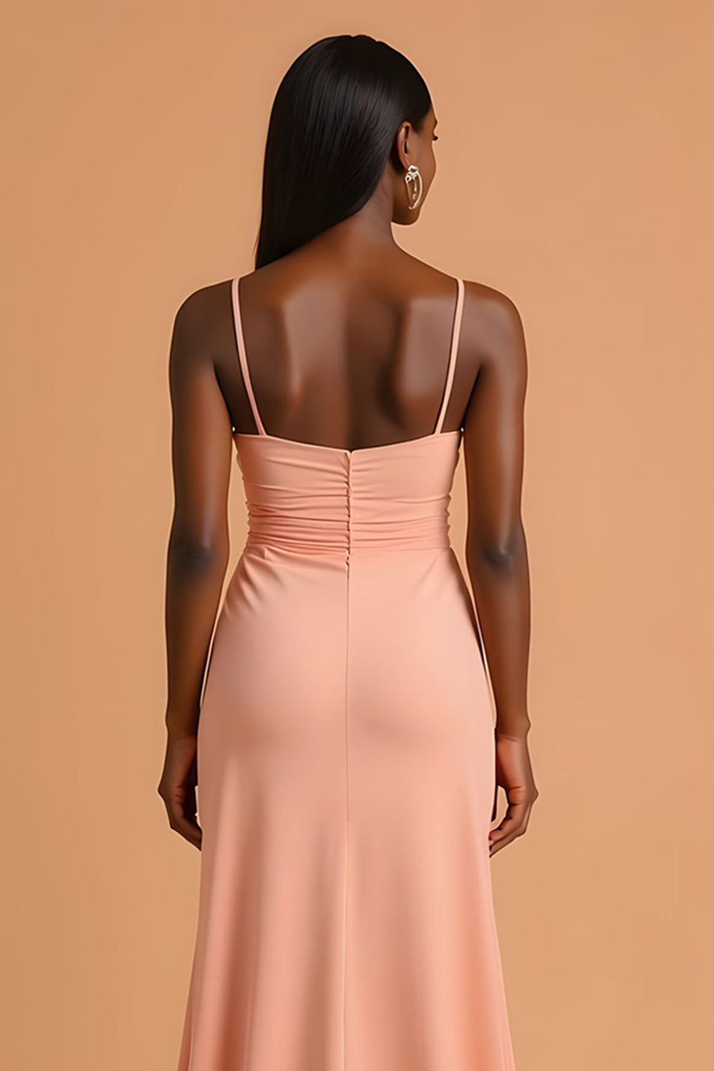 Sunset Chiffon Maxi Spaghetti Straps Mermaid Bridesmaid Dress with Slit