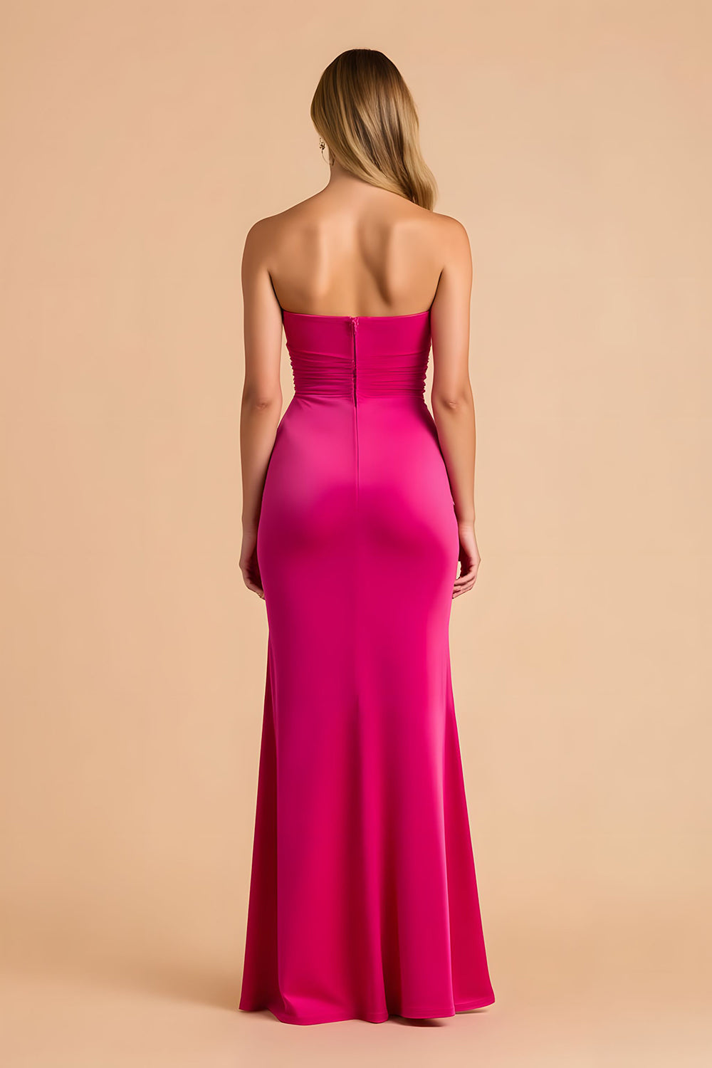 Black Sheath Sweetheart Ruched Long Bridesmaid Dress