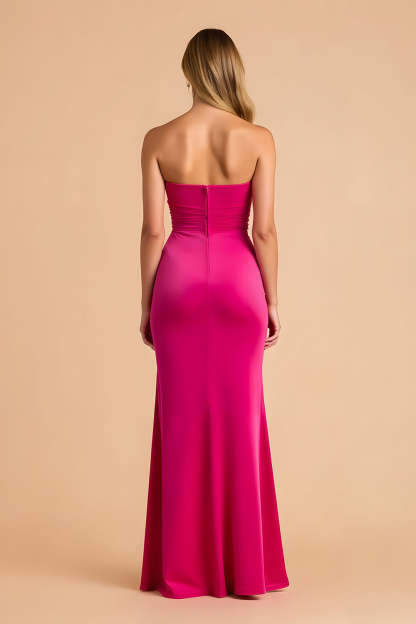 Black Sheath Sweetheart Ruched Long Bridesmaid Dress