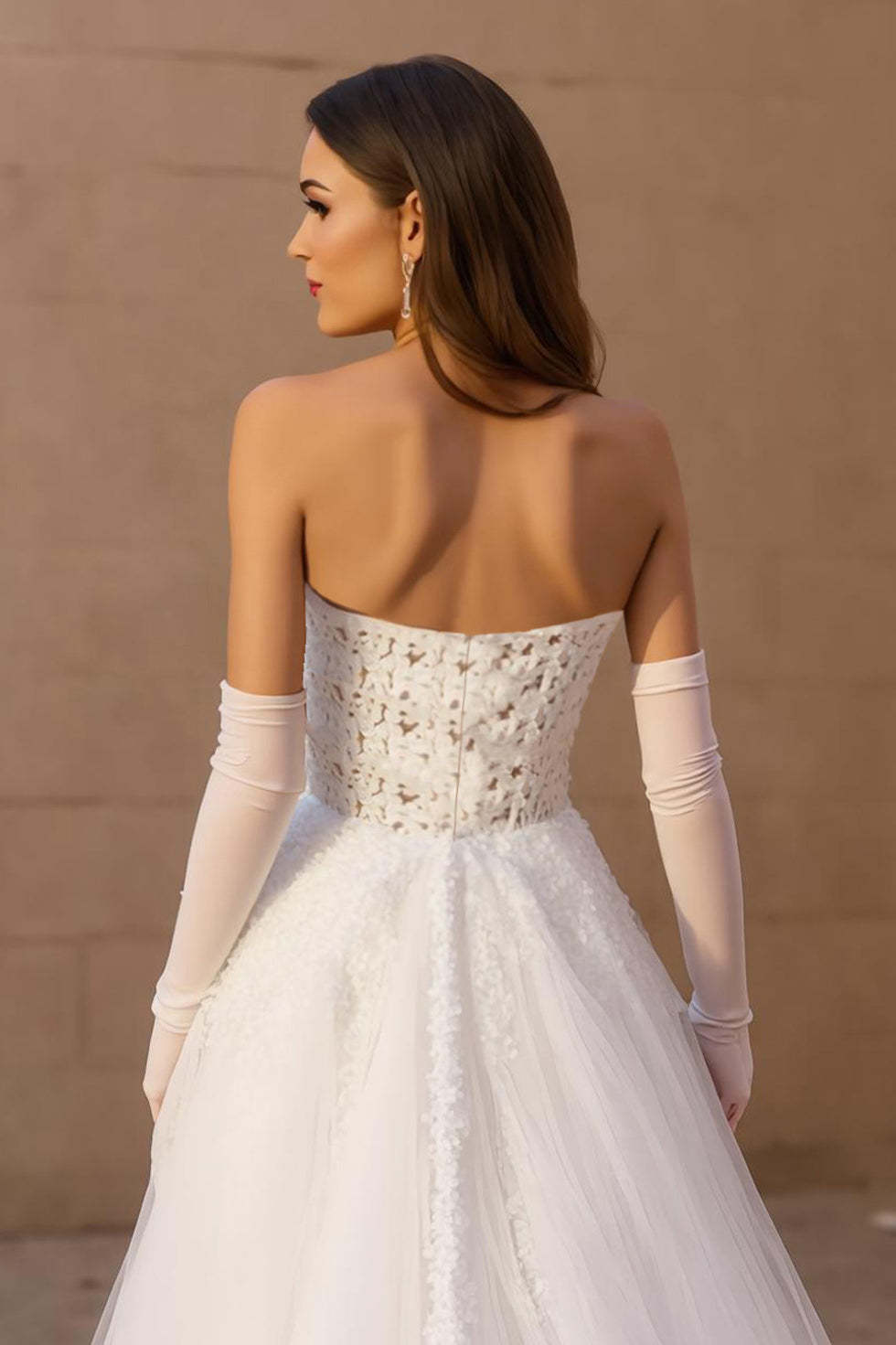 Sweetheart Corset Ivory Sweep Train A Line Wedding Dress with Lace