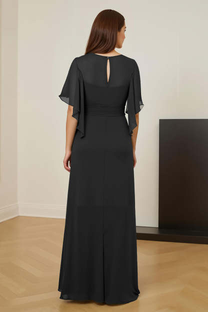 Dark Green Ruched Sheath V-Neck Maxi Mother of the Bride Dress with Ruffles