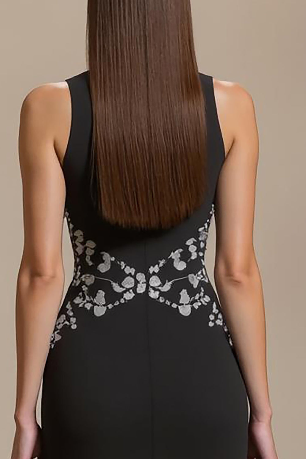 Black Round Neck Mermaid Long Appliqued Formal Dress