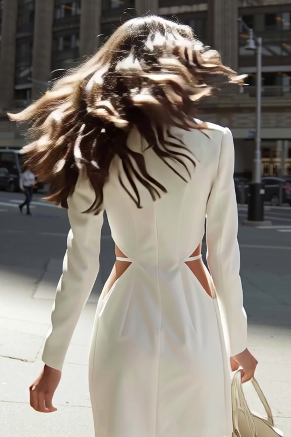 Ivory Pencil Satin Short One Piece Single Breasted Blazer Dress