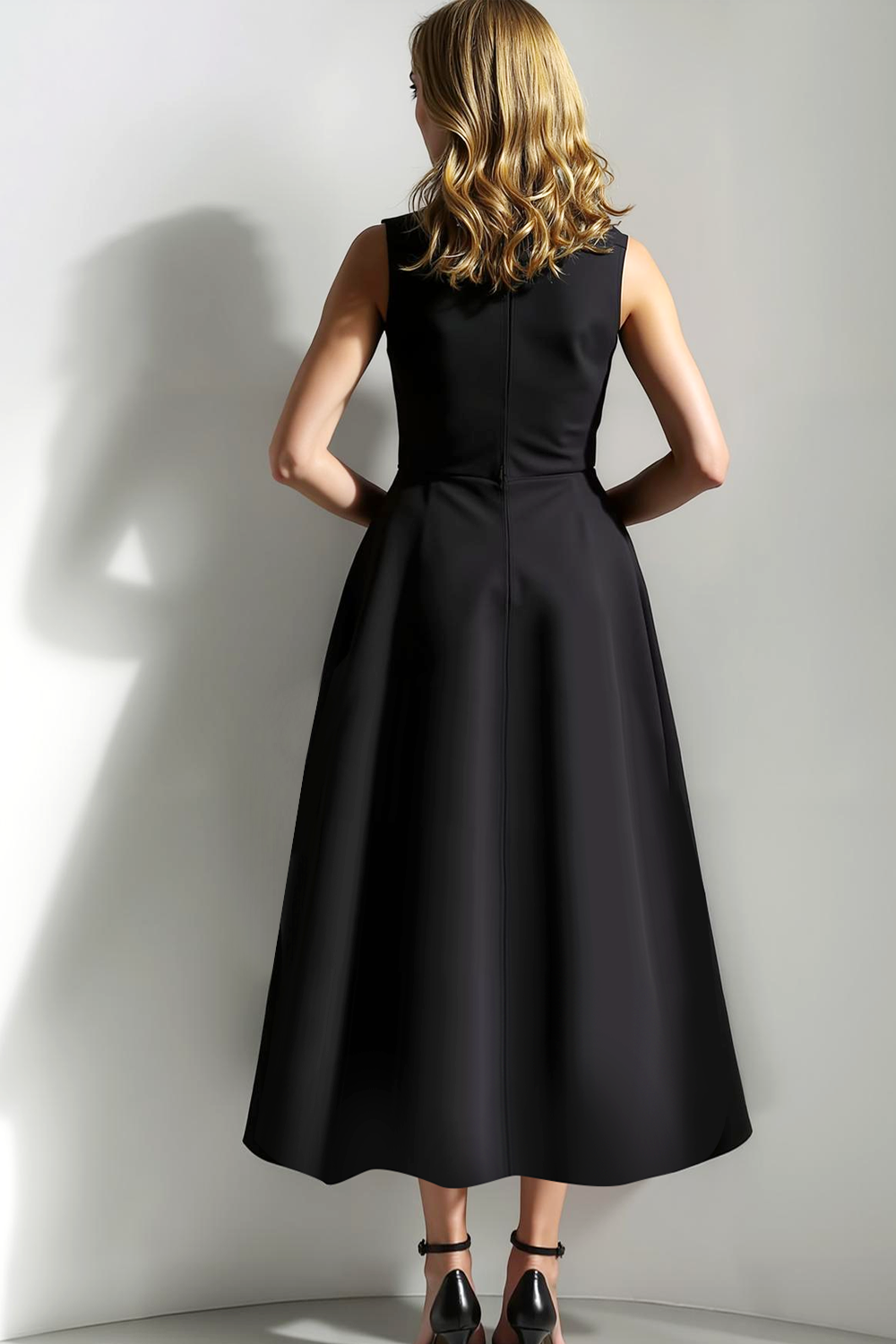 Black White A Line Asymmetrical Wedding Guest Dress