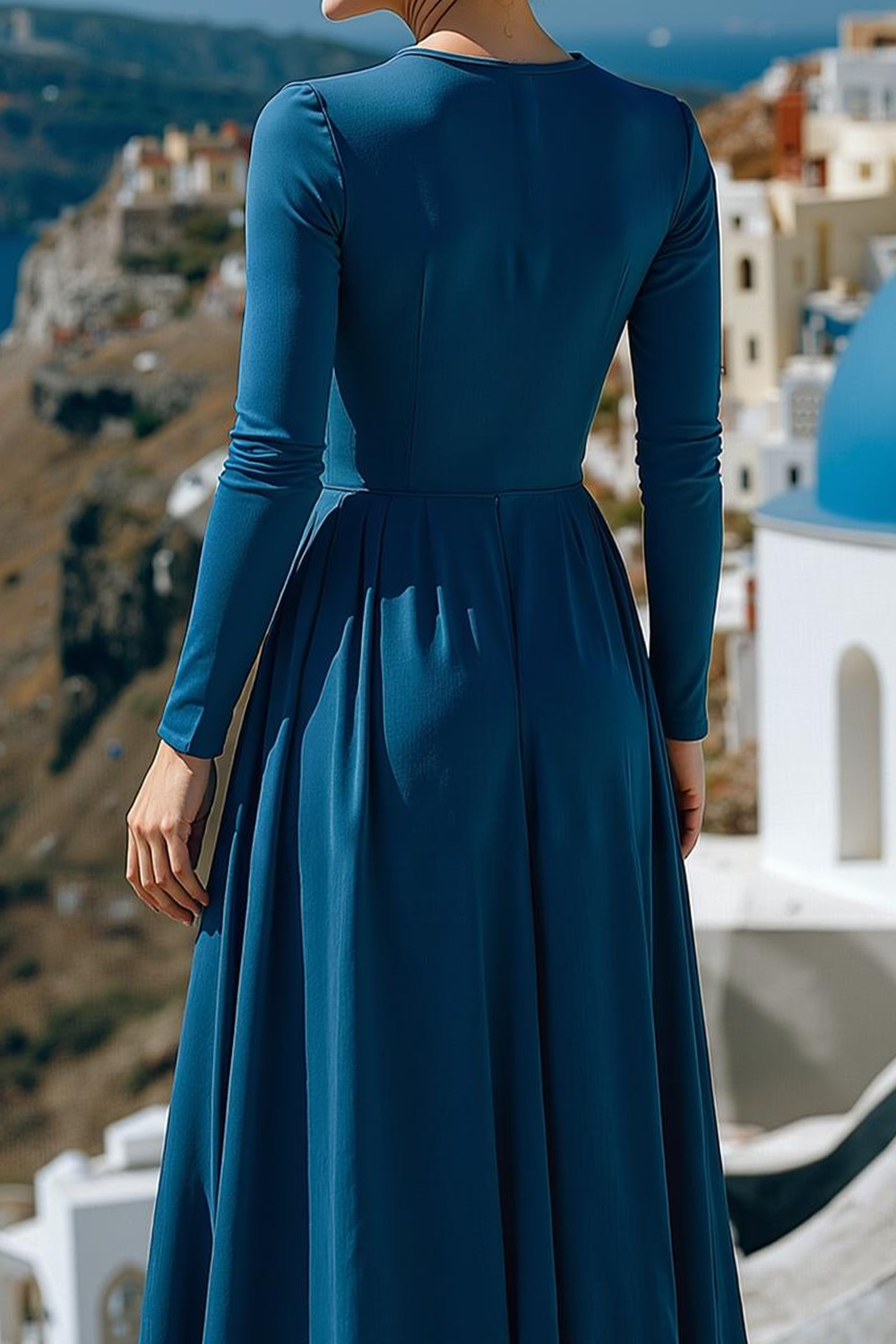 Royal Blue A Line Bateau Neck Long Wedding Guest Dress with Sleeves