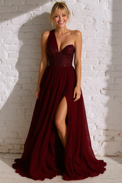 Sparkly Light Pink A Line One Shoulder Long Bridesmaid Dress with Sequins