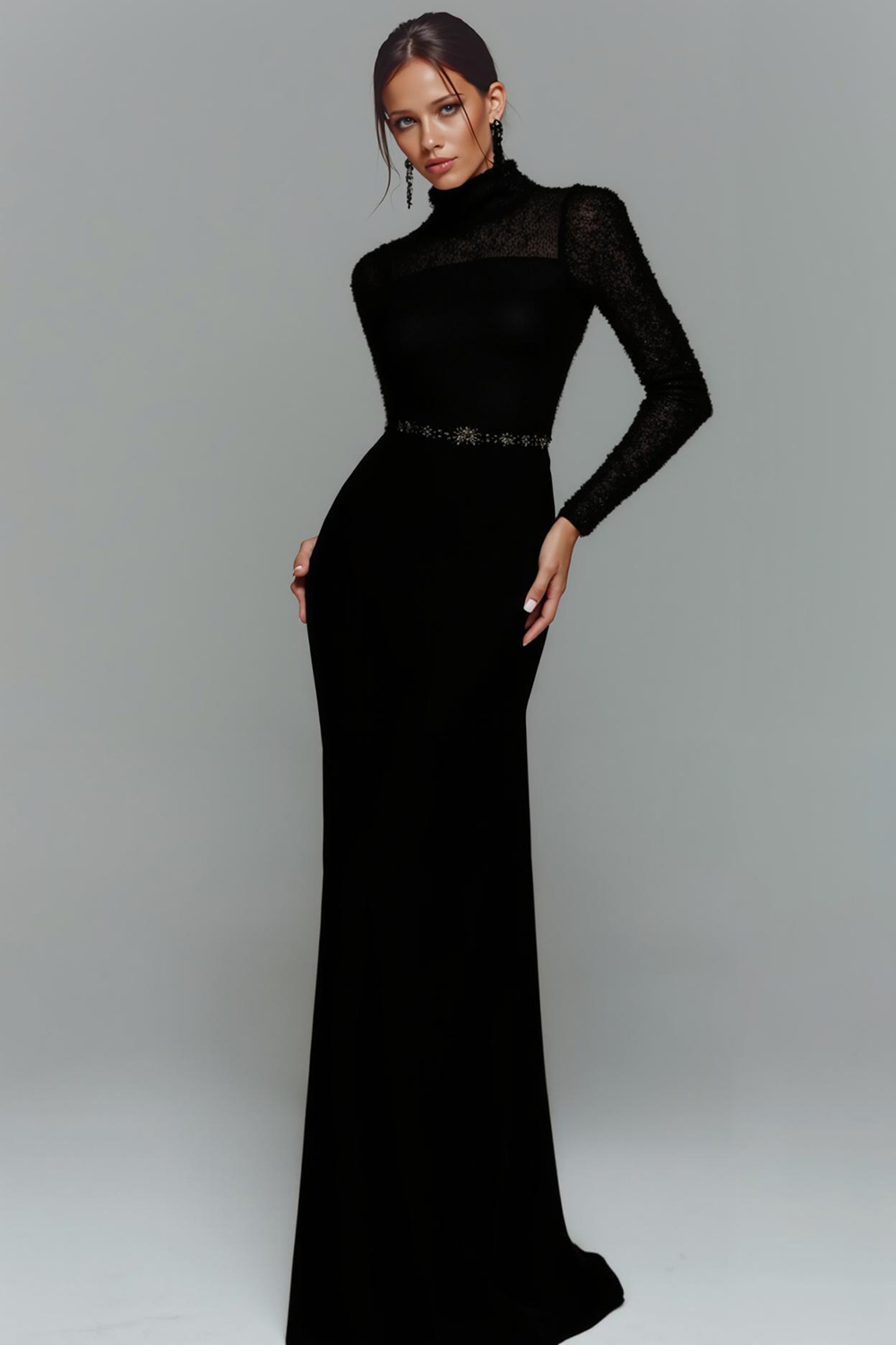 White Mermaid High Neck Maxi Wedding Reception Dress with Beading