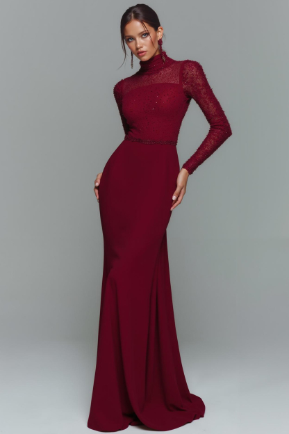 White Mermaid High Neck Maxi Wedding Reception Dress with Beading