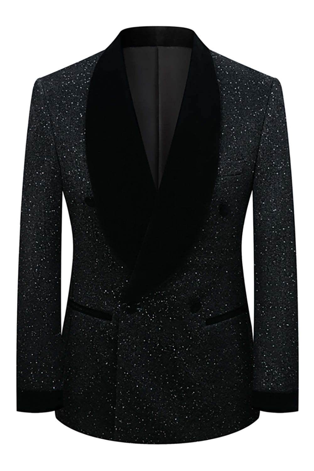 Glitter Navy 2 Piece Shawl Lapel Prom Homecoming Men's Suits
