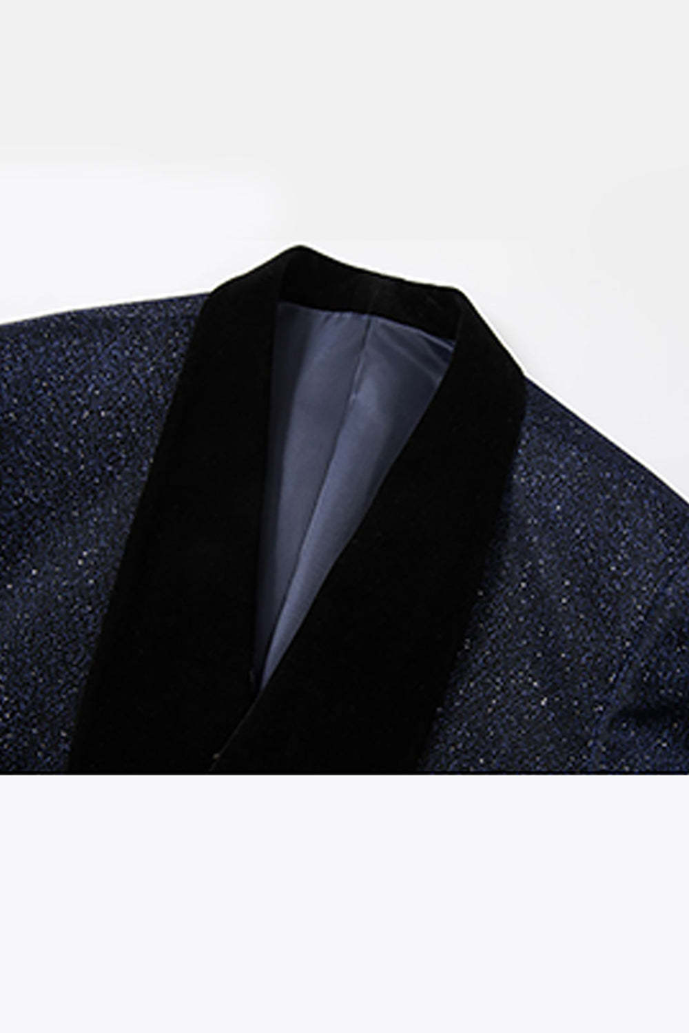 Glitter Navy 2 Piece Shawl Lapel Prom Homecoming Men's Suits