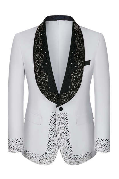 Sparkly 3 Piece Black High End Prom Homecoming Men's Suits with Rhinestones