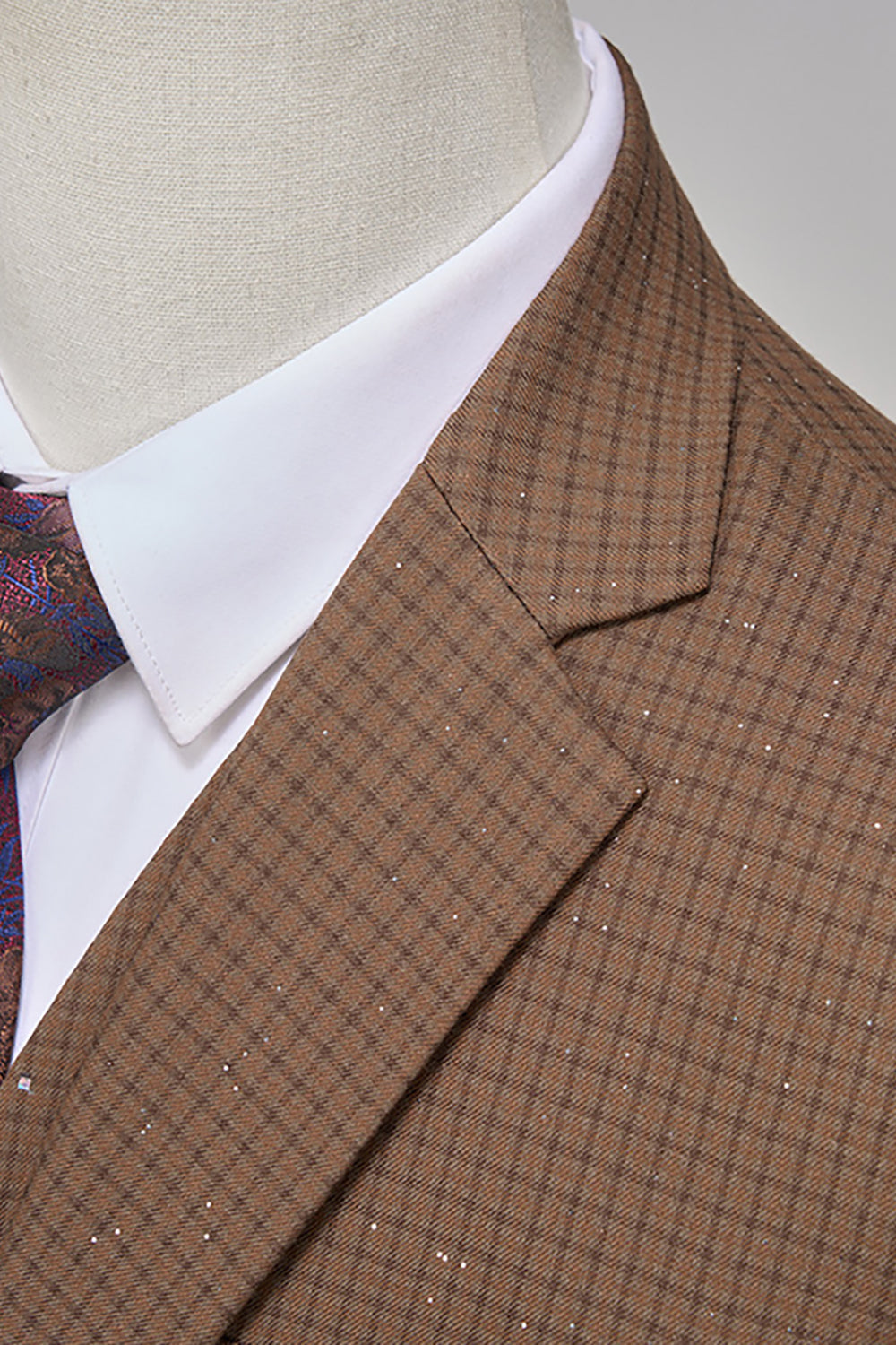 Sparkly Coffee 2 Piece Plaid Notched Lapel Prom Homecoming Men's Suits