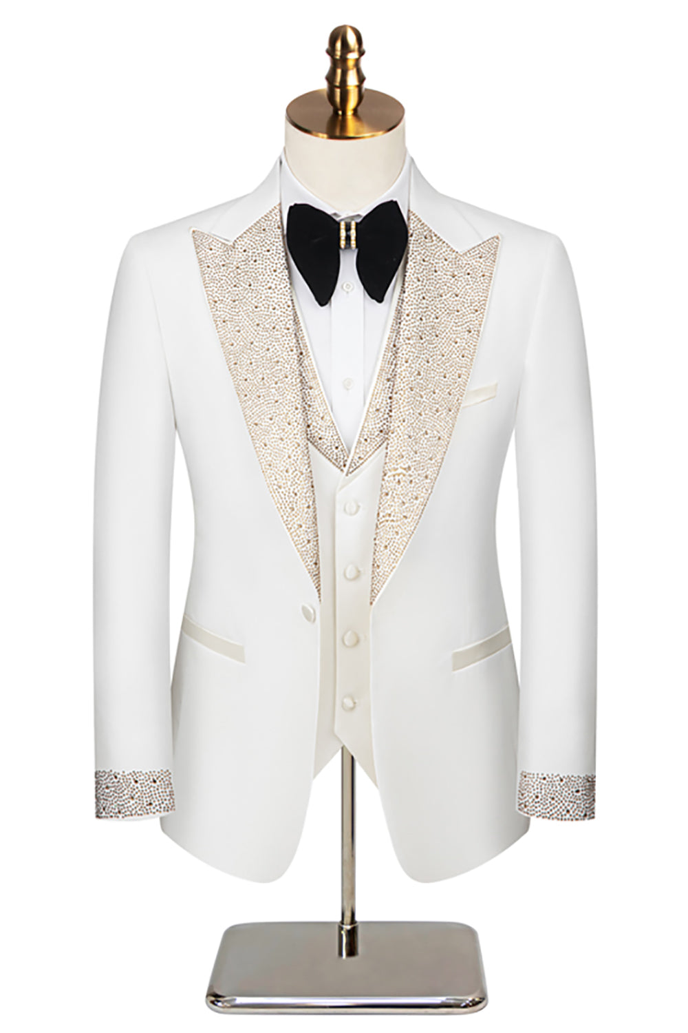 3 Piece Ivory One Button Prom Homecoming Elegant Men's Suits with Pockets