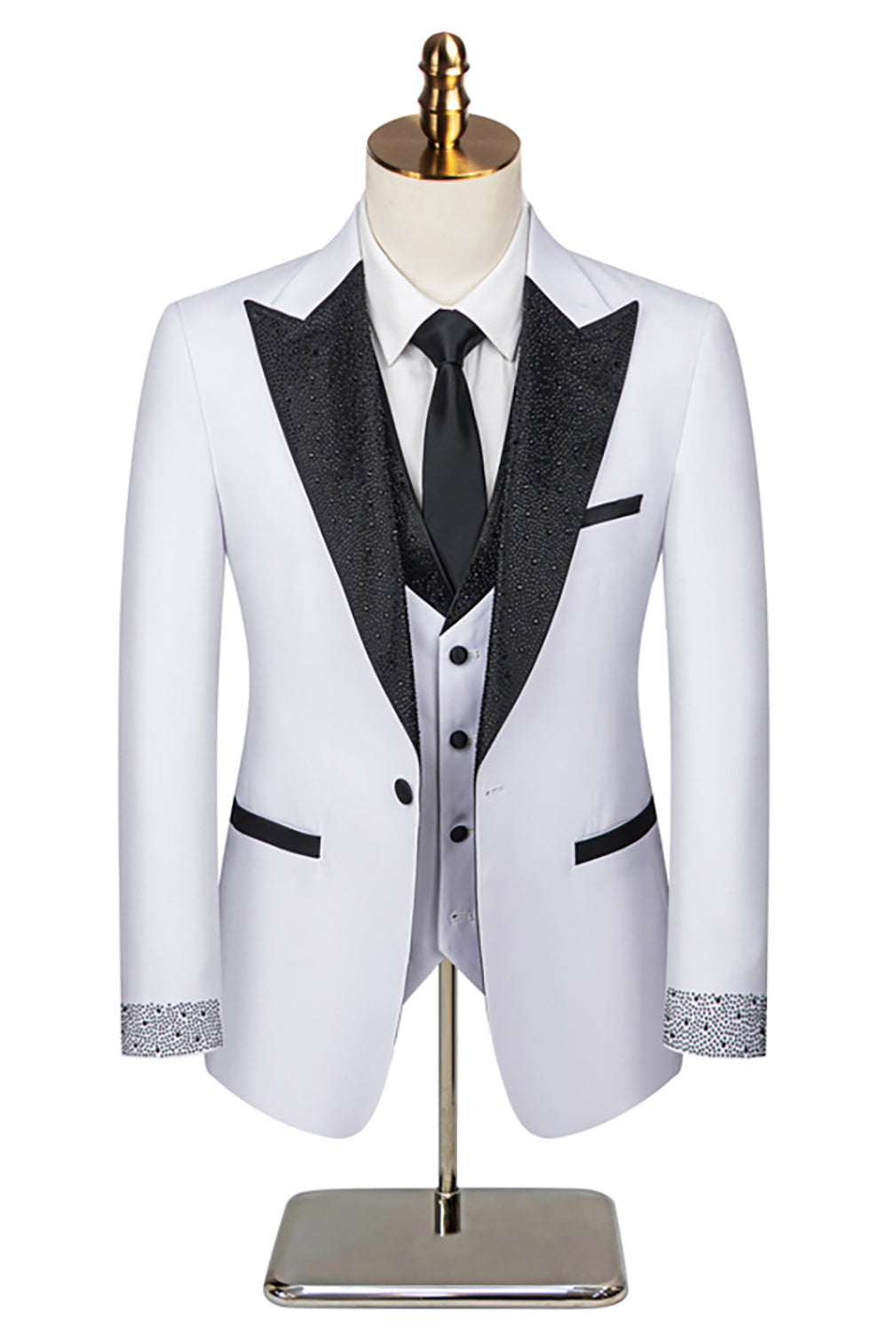 3 Piece Ivory One Button Prom Homecoming Elegant Men's Suits with Pockets