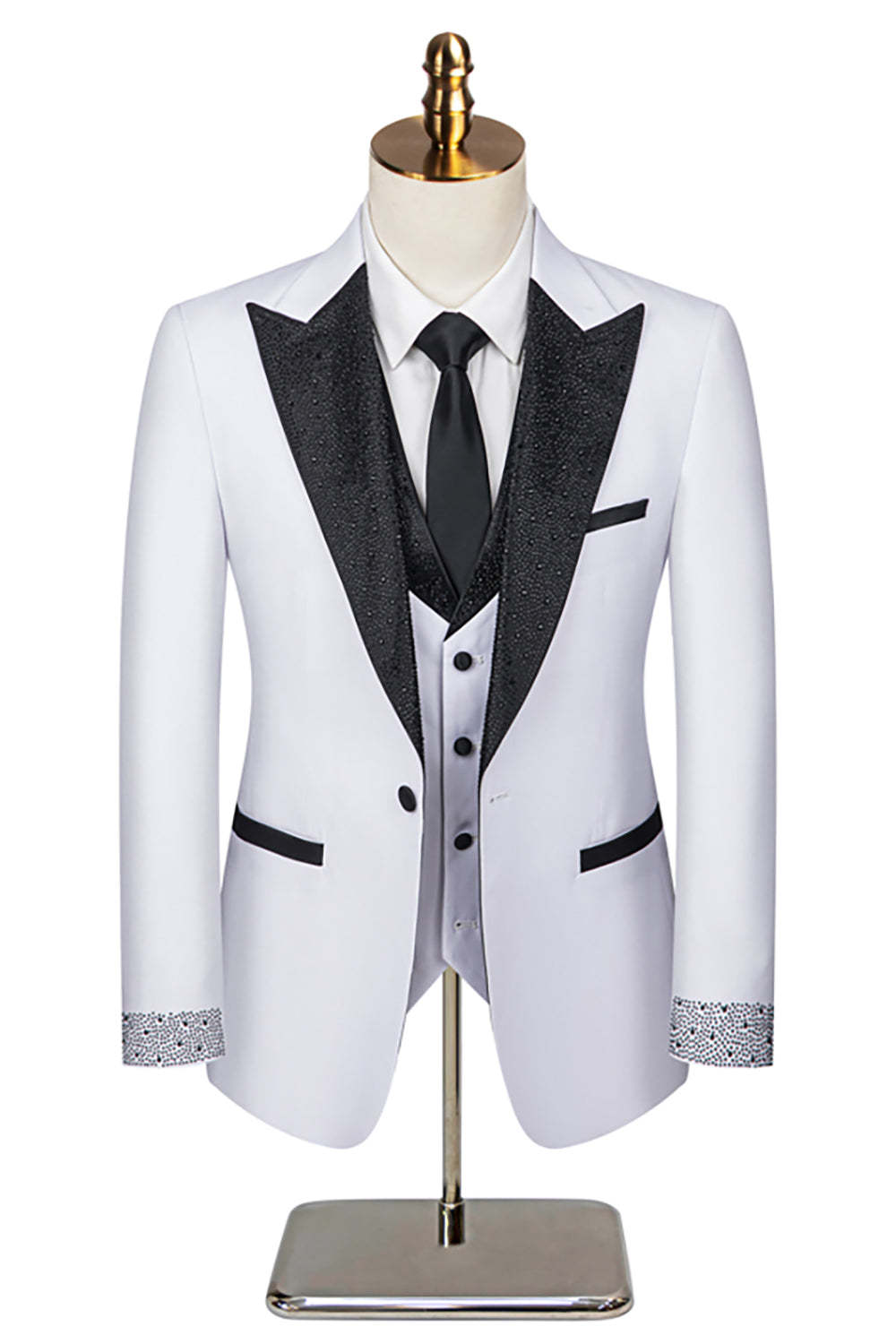 3 Piece Ivory One Button Prom Homecoming Elegant Men's Suits with Pockets