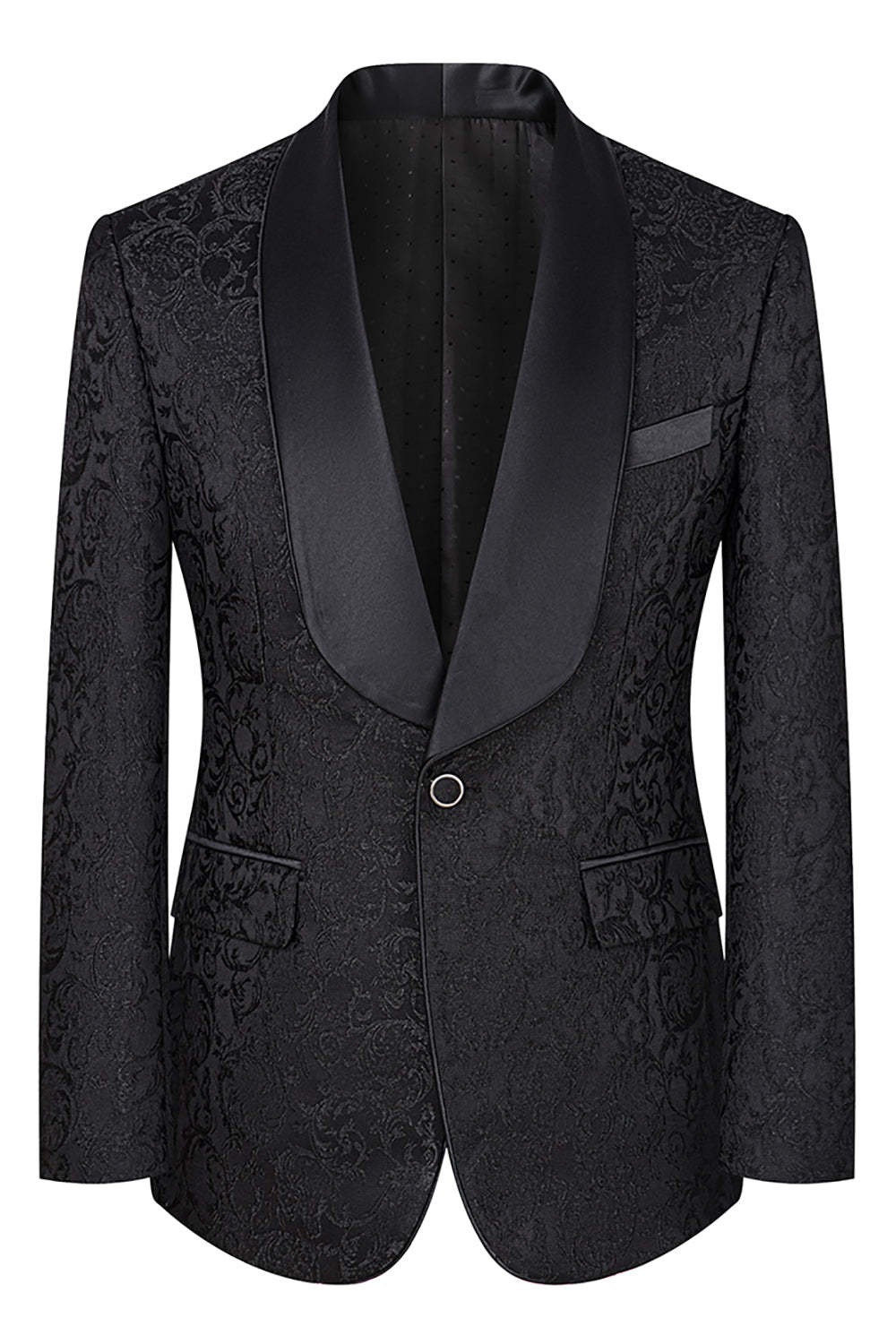 Dark Green Jacquard Shawl Lapel 3 Piece Prom Homecoming Men's Suits