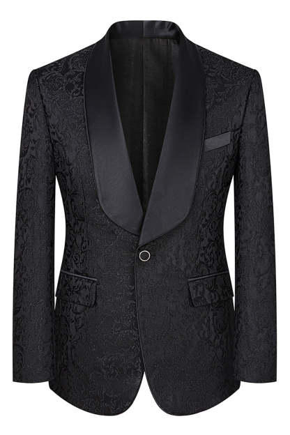 Dark Green Jacquard Shawl Lapel 3 Piece Prom Homecoming Men's Suits