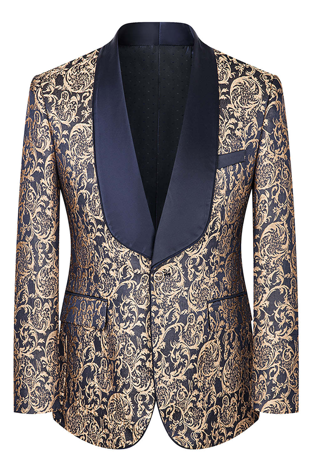 Dark Green Jacquard Shawl Lapel 3 Piece Prom Homecoming Men's Suits