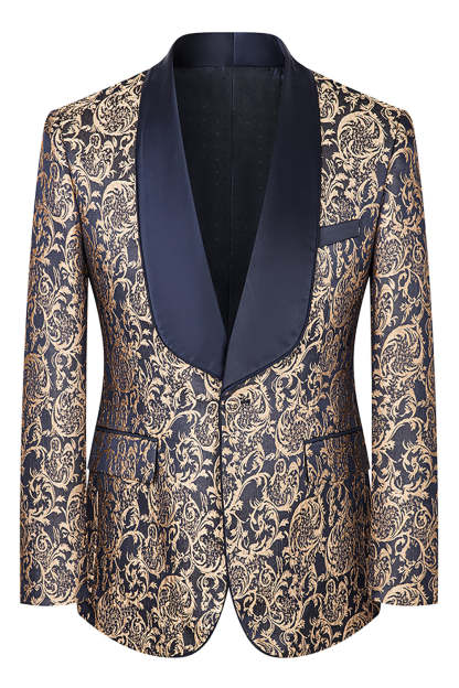 Dark Green Jacquard Shawl Lapel 3 Piece Prom Homecoming Men's Suits