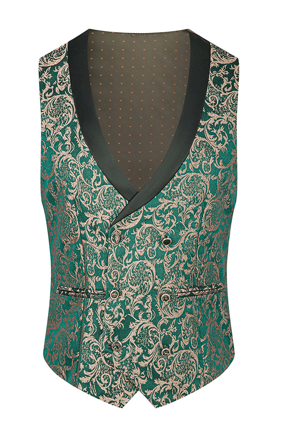 Dark Green Jacquard Shawl Lapel 3 Piece Prom Homecoming Men's Suits