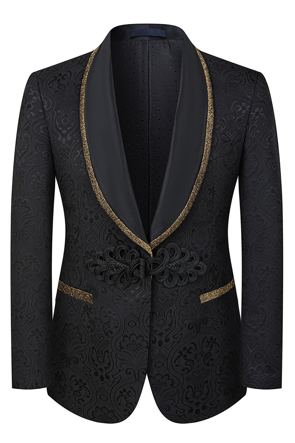 3 Piece Black Jacquard Shawl Lapel Prom Homecoming Men's Suits