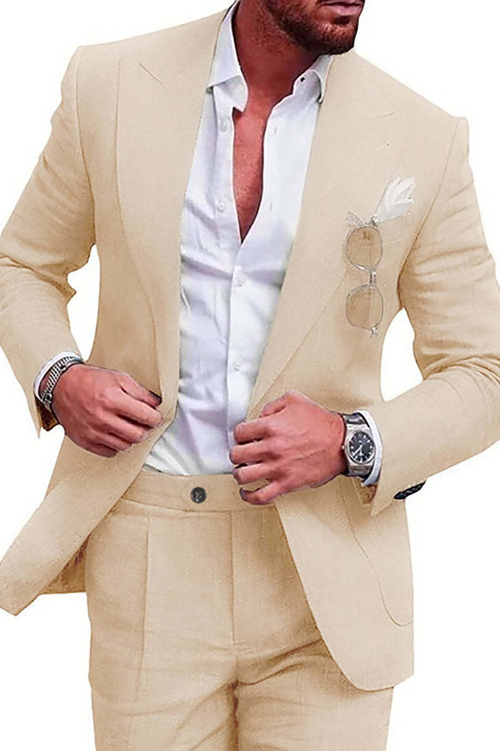 2 Piece Green Peak Lapel One Button Prom Homecoming Men's Formal Suits