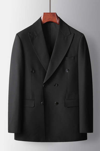 2 Piece Peak Lapel Double Breasted Black Prom Homecoming Men's Suits