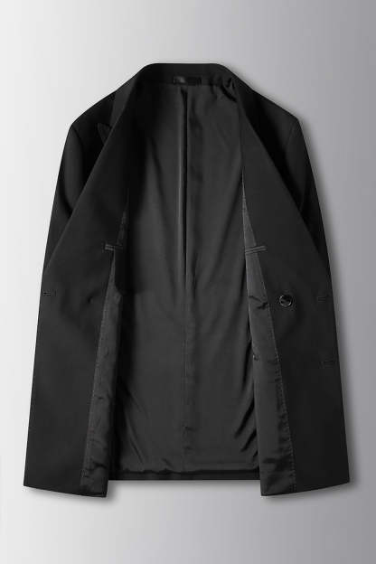 2 Piece Peak Lapel Double Breasted Black Prom Homecoming Men's Suits