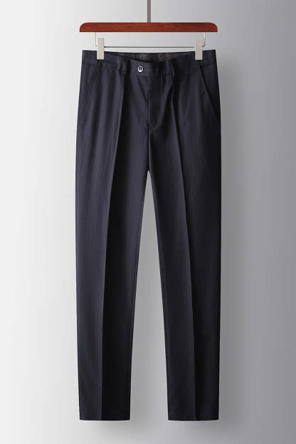 Navy Striped Double Breasted Peak Lapel 2 Piece Prom Homecoming Men's Suits