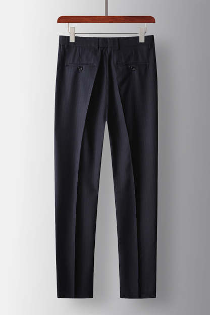 Navy Striped Double Breasted Peak Lapel 2 Piece Prom Homecoming Men's Suits