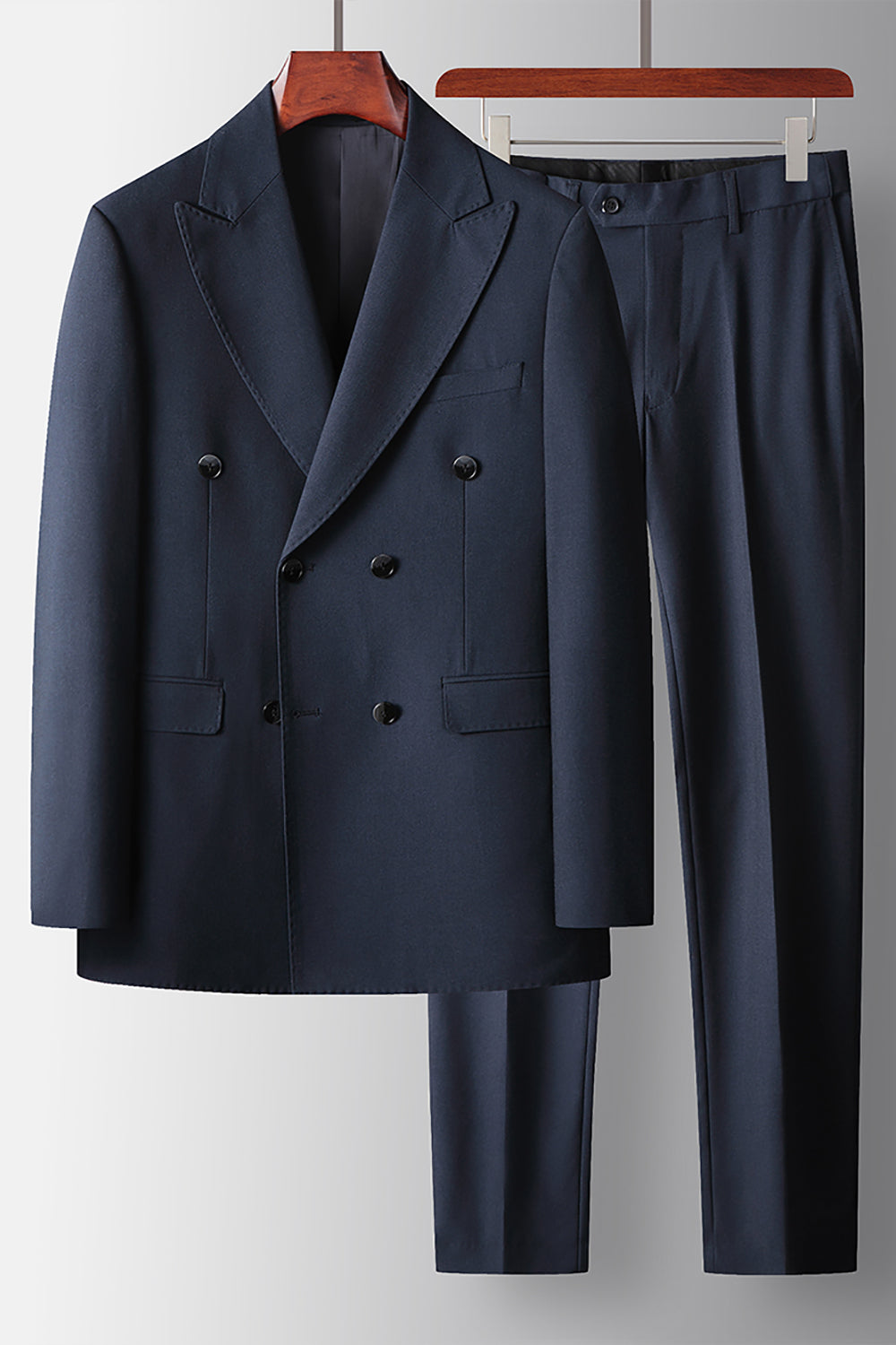 2 Piece Peak Lapel Navy Prom Homecoming Men's Suits with Pockets