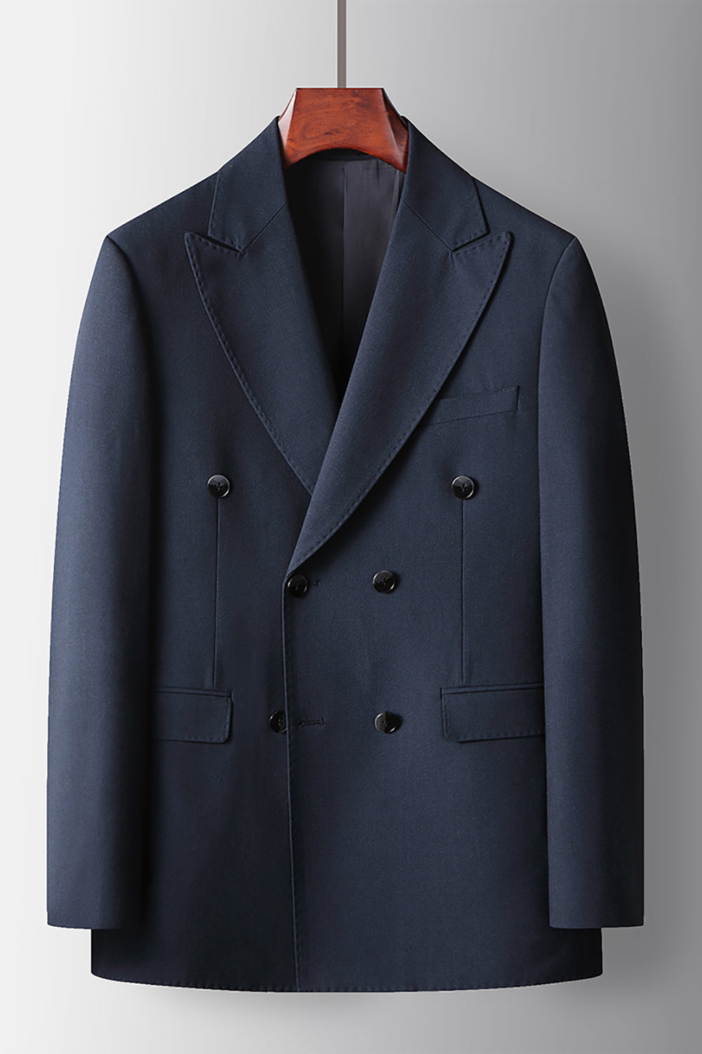 2 Piece Peak Lapel Navy Prom Homecoming Men's Suits with Pockets