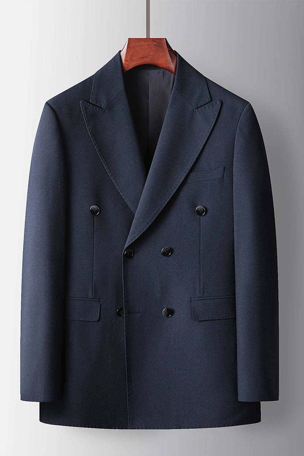 2 Piece Peak Lapel Navy Prom Homecoming Men's Suits with Pockets