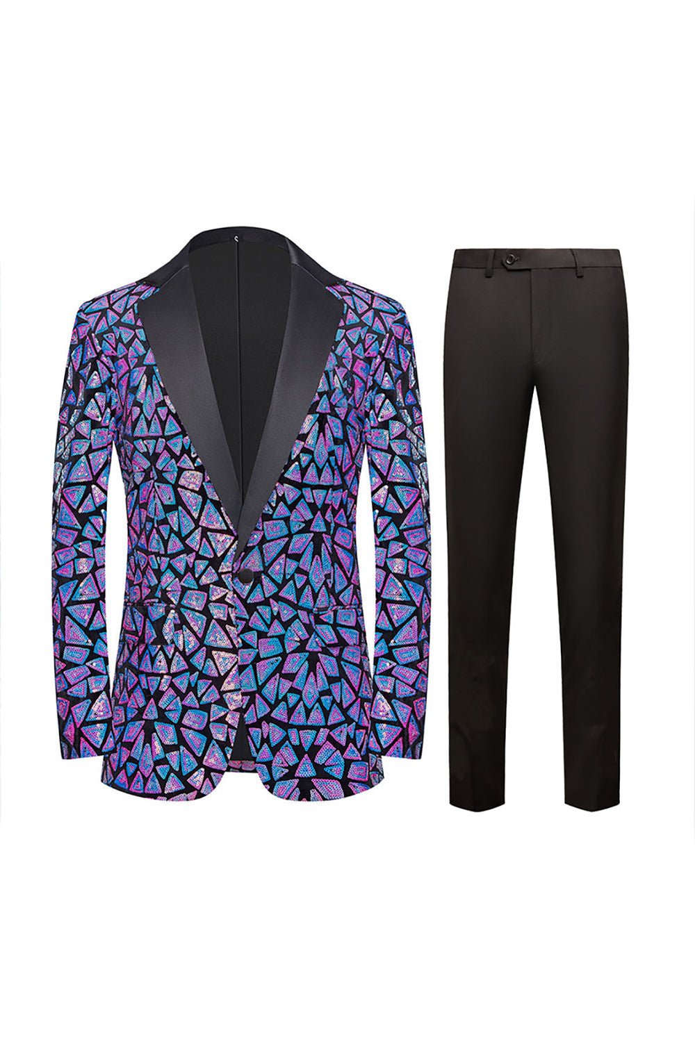 Sparkly Black Sequins 2 Piece Golden Prom Homecoming Men's Suits