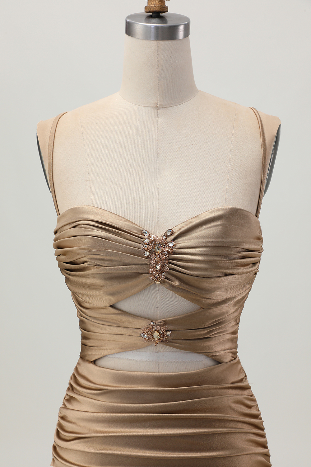 Blue Ruched Tight Spaghetti Straps Keyhole Short Homecoming Dress