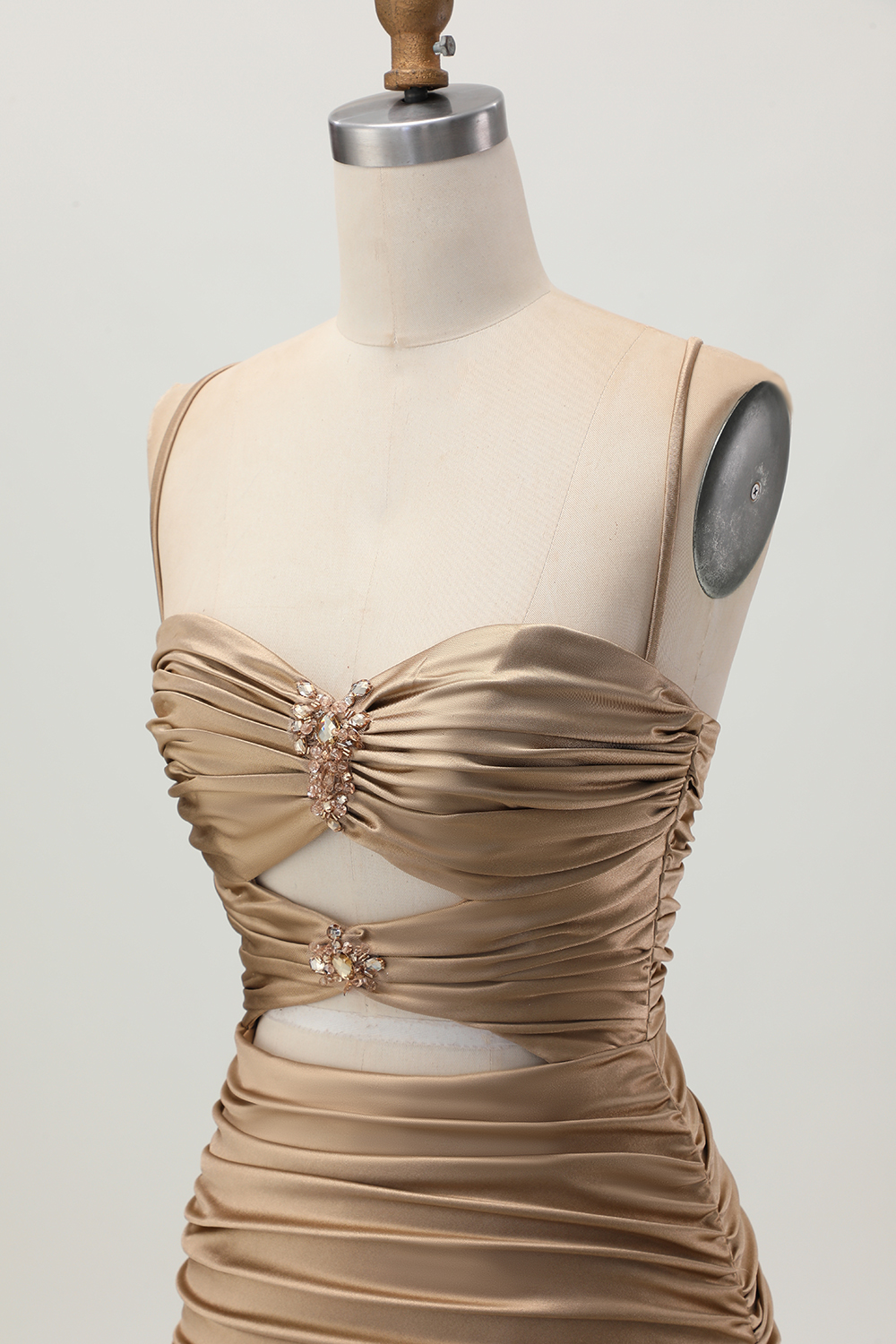 Blue Ruched Tight Spaghetti Straps Keyhole Short Homecoming Dress