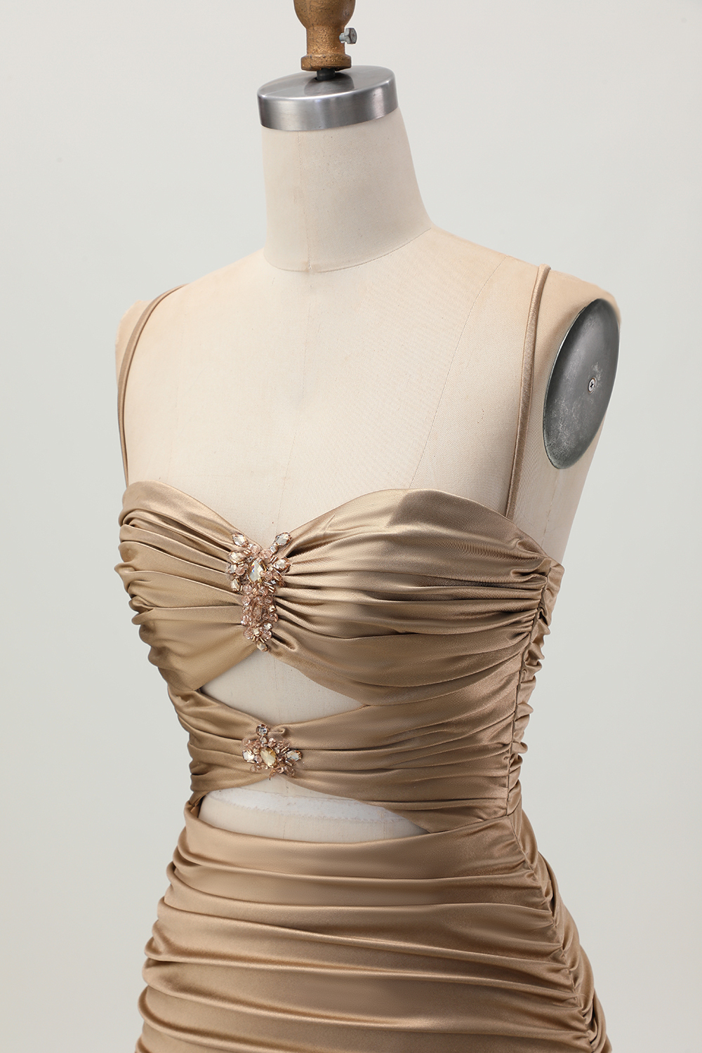 Blue Ruched Tight Spaghetti Straps Keyhole Short Homecoming Dress