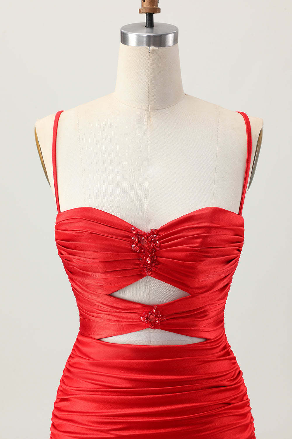 Blue Ruched Tight Spaghetti Straps Keyhole Short Homecoming Dress