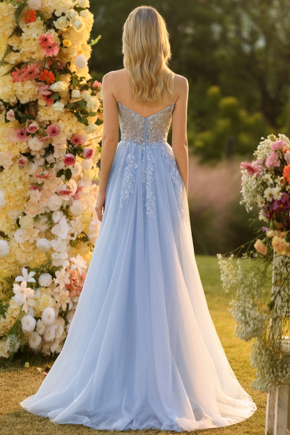 Sparkly Purple Floral Sequins Long Prom Dress with Detachable Sleeves