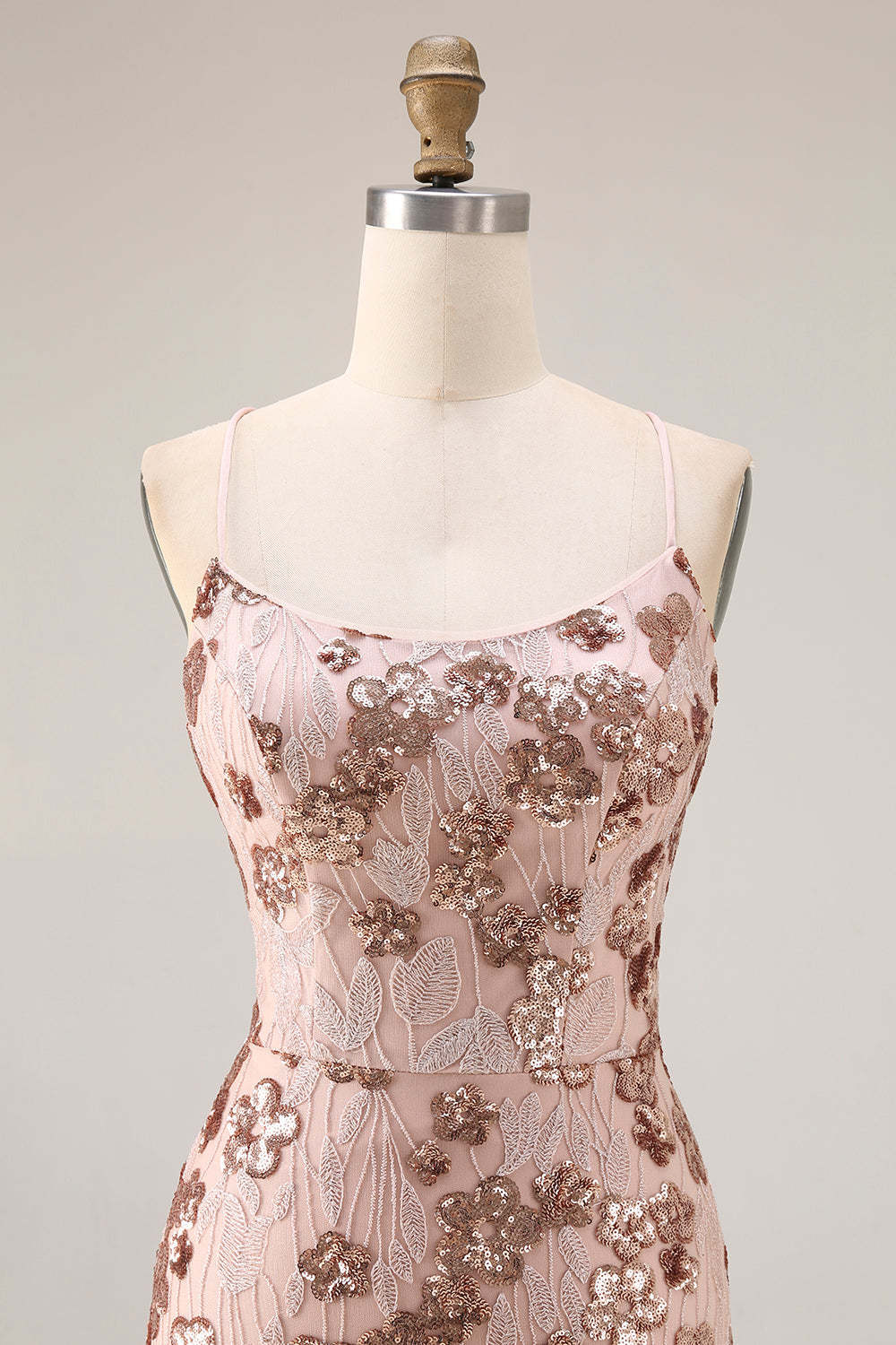 Sparkly Floral Rose Golden Sequins Mermaid Long Prom Dress with Beading