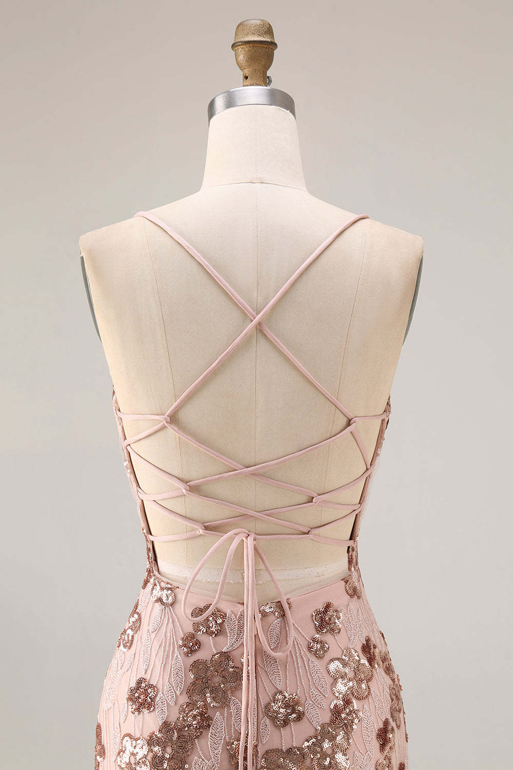 Sparkly Floral Rose Golden Sequins Mermaid Long Prom Dress with Beading