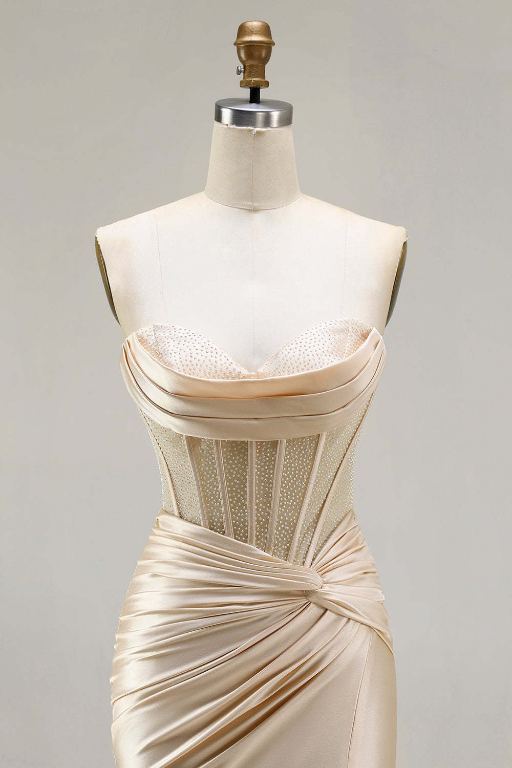 Burgundy Mermaid Satin Long Corset Prom Dress with Slit