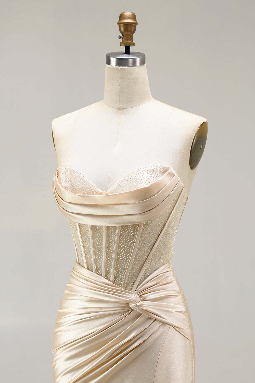 Burgundy Mermaid Satin Long Corset Prom Dress with Slit