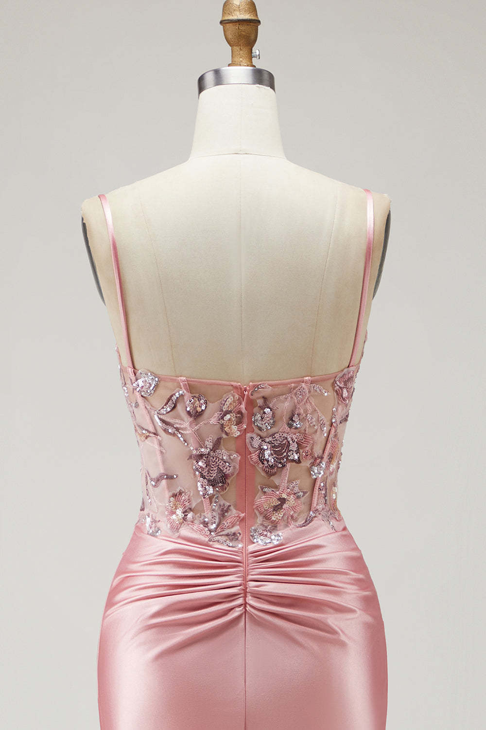 Sparkly Purple Corset Ruched Long Mermaid Prom Dress with Sequins