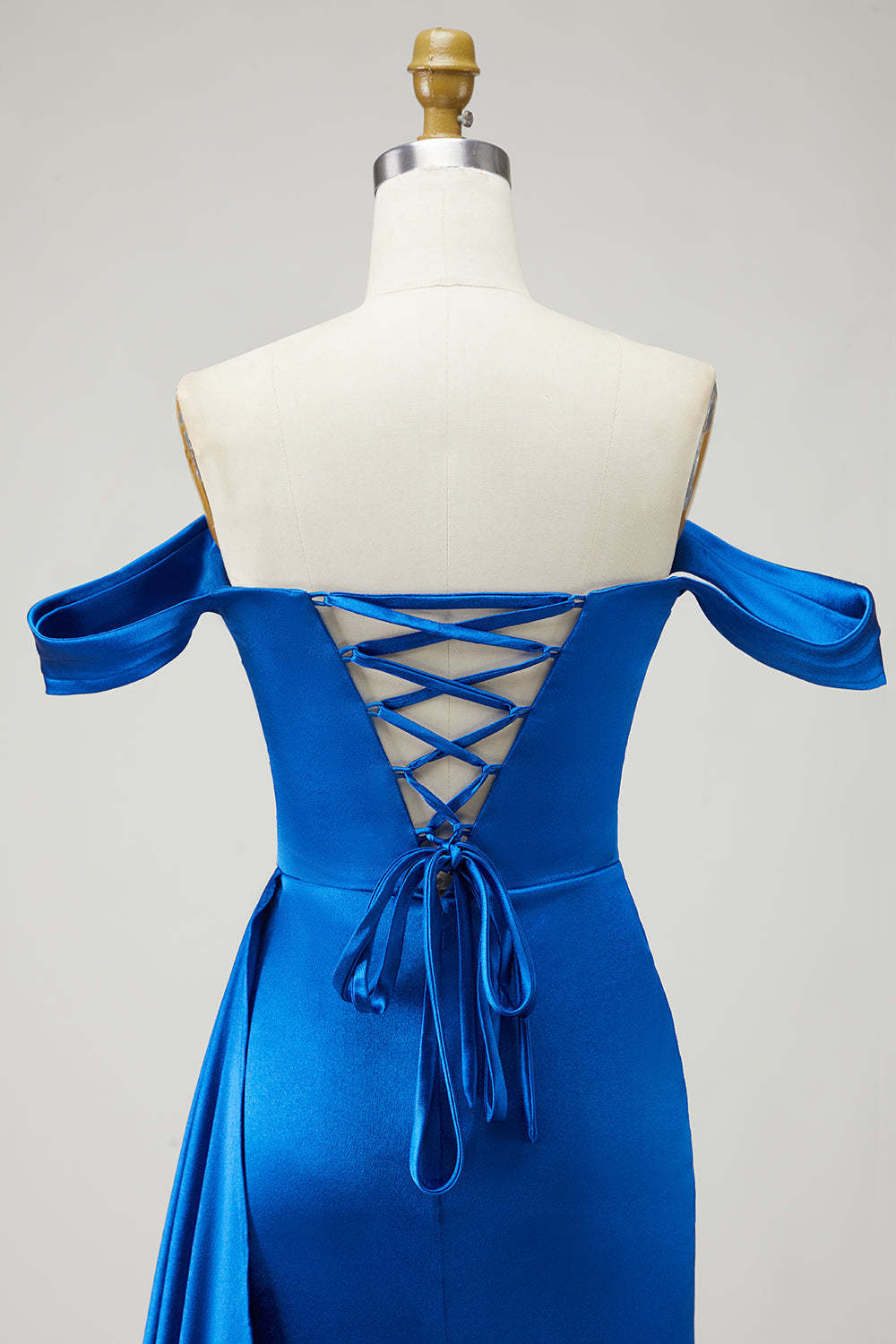 Royal Blue Mermaid Long Ruched Prom Dress with Slit