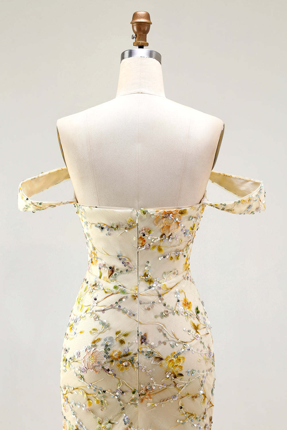 Floral Yellow Long Mermaid Prom Dress with Embroidery