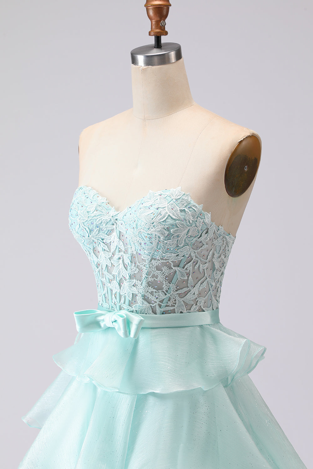 Pink Tiered Sweetheart Princess Ruffled Maxi Corset Prom Dress with Slit