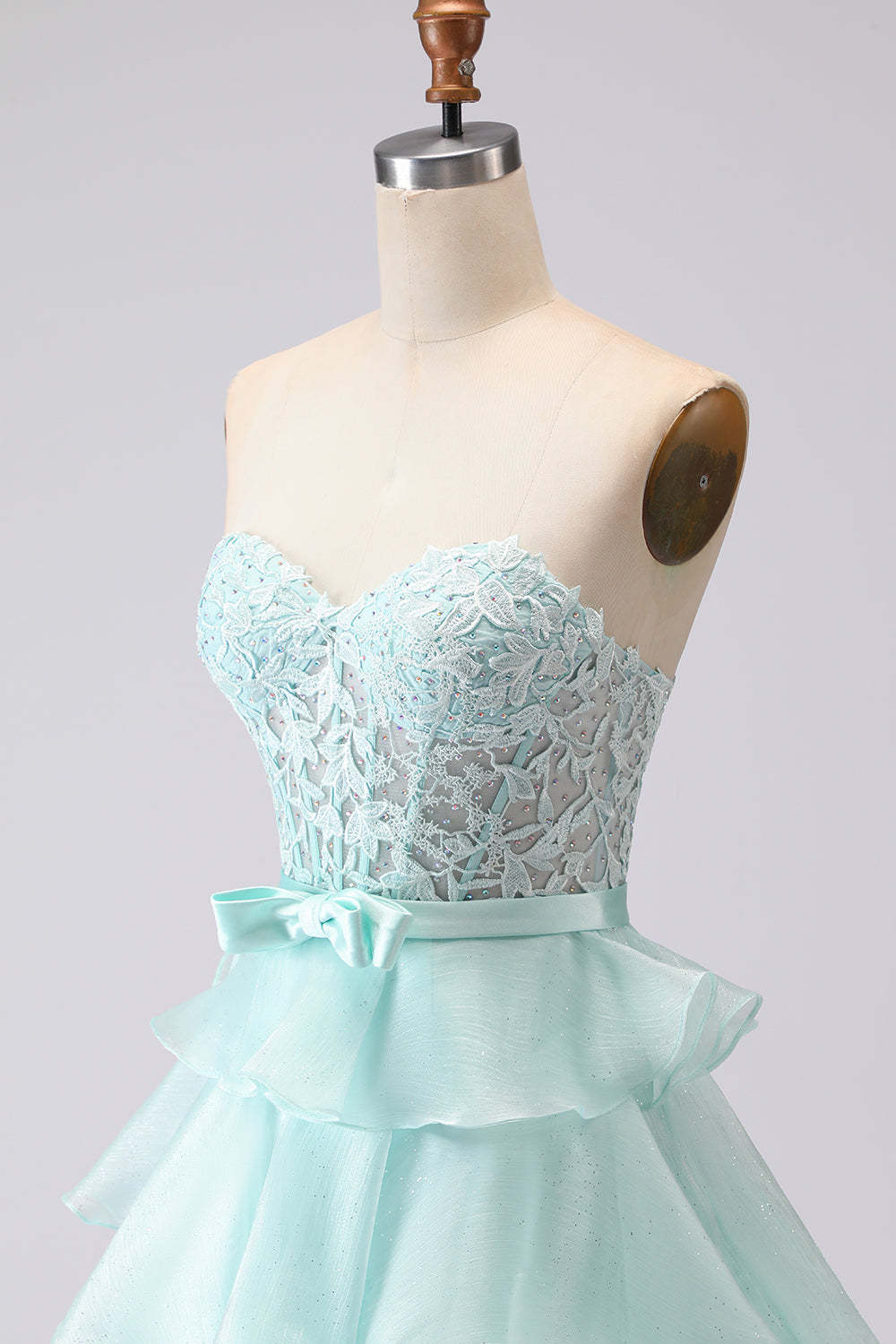 Pink Tiered Sweetheart Princess Ruffled Maxi Corset Prom Dress with Slit