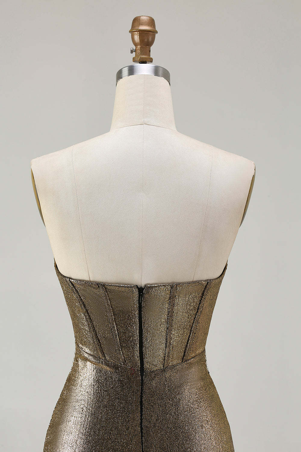 Sparkly Dark Golden Mermaid Beaded Corset Long Prom Dress